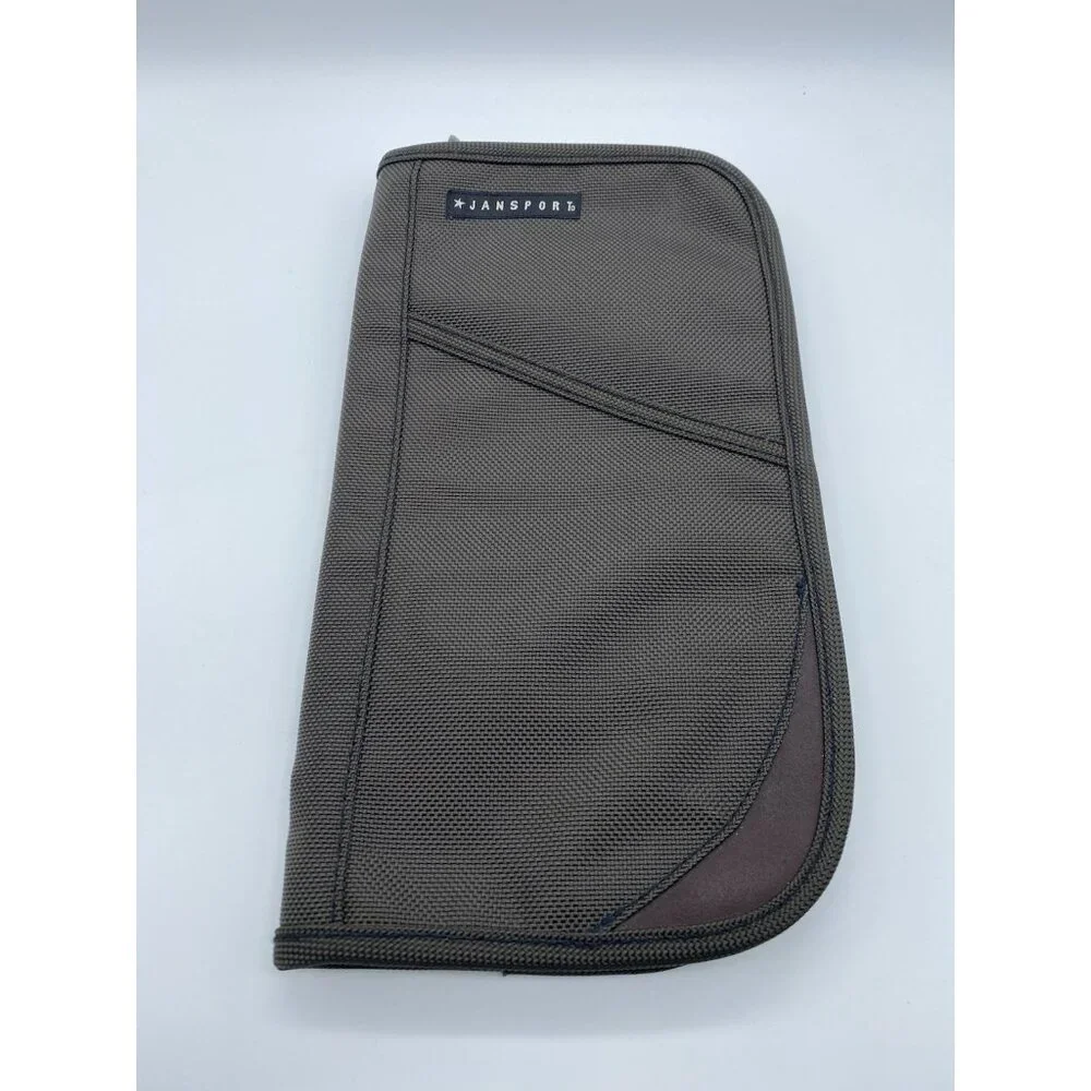 JanSport Brown Travel Organizer Passport Document Holder Zip Case
